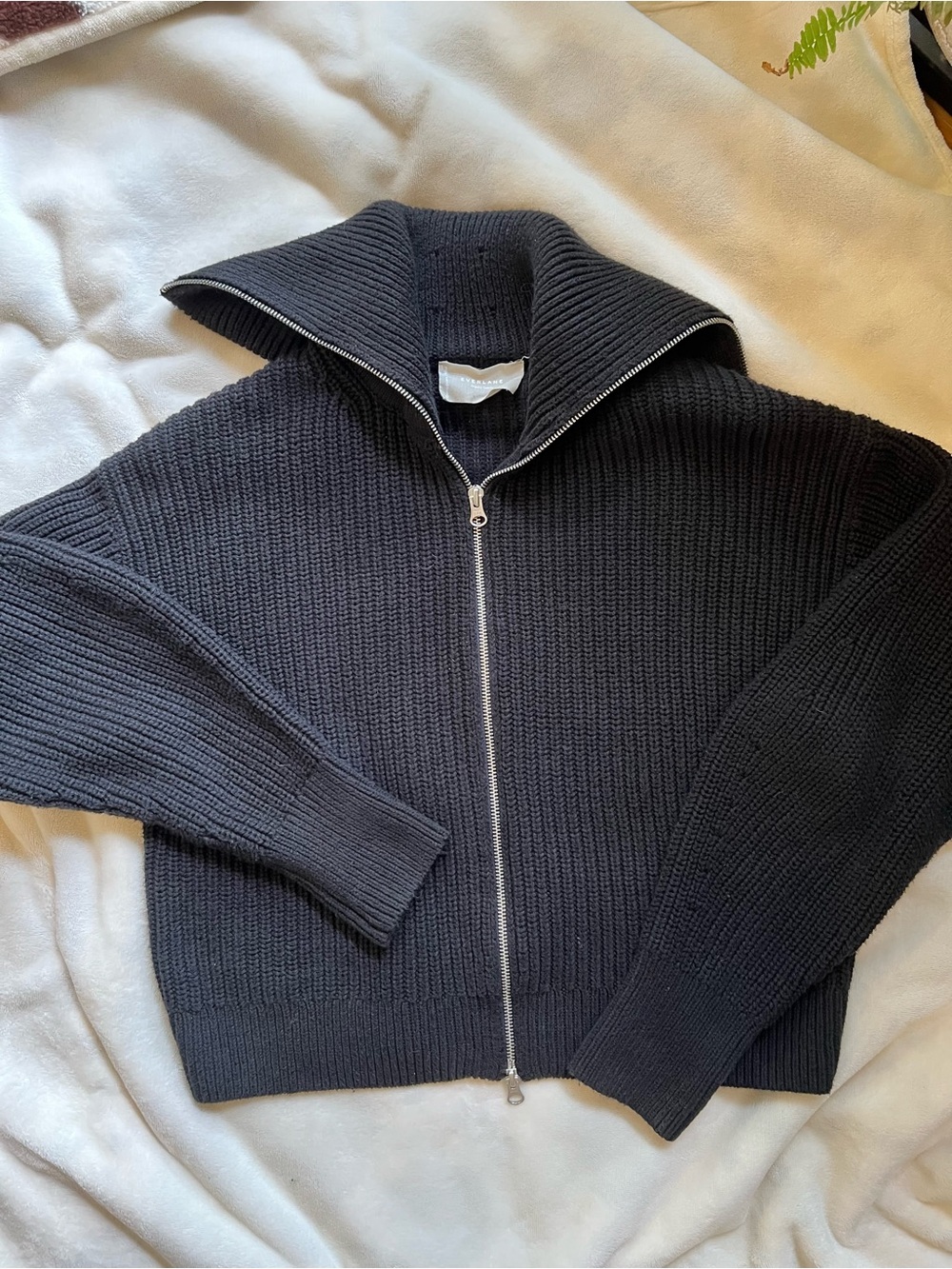 Everlane everyday cotton chunky front zip cardigan sweater organic cotton L - Picture 6 of 9